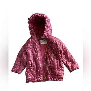 Girls quilted hooded jacket- Light burgundy with flowers; Sz-12M- 2 1/2 yrs old.